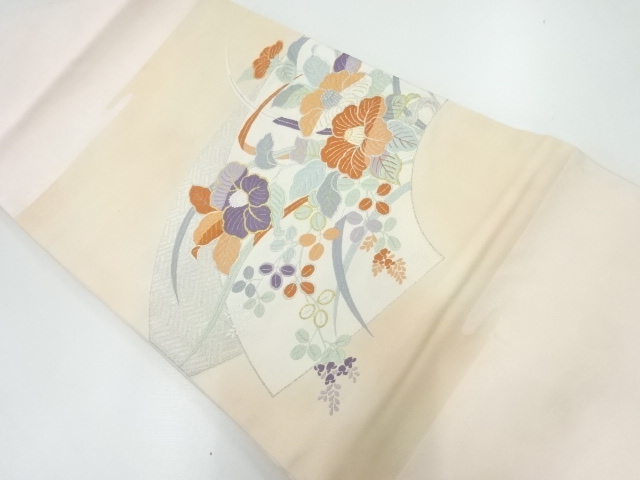 椿模様織出し名古屋帯